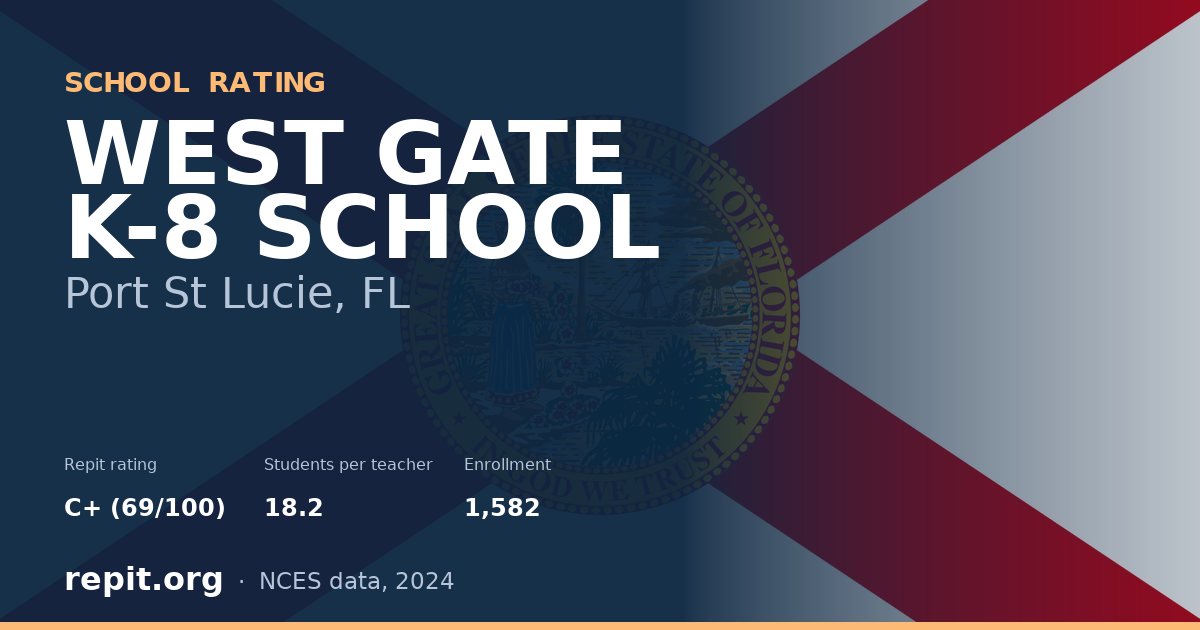 WEST GATE K-8 SCHOOL, Port St Lucie, FL — Repit school rating C+ (69/100)
