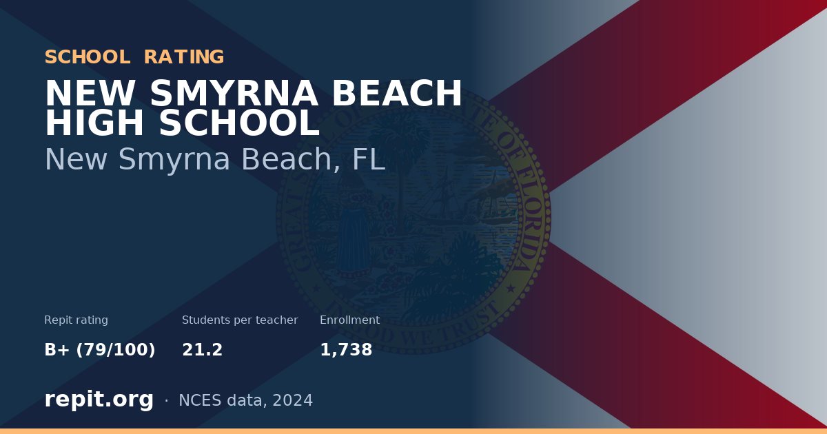 NEW SMYRNA BEACH HIGH SCHOOL, New Smyrna Beach, FL — Repit school rating B+ (79/100)
