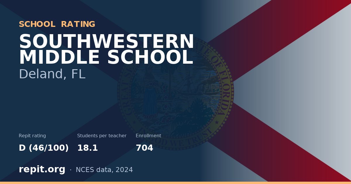 SOUTHWESTERN MIDDLE SCHOOL, Deland, FL — Repit school rating D (46/100)