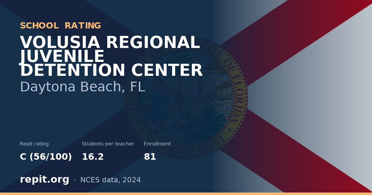 VOLUSIA REGIONAL JUVENILE DETENTION CENTER, Daytona Beach, FL — Repit school rating C (56/100)