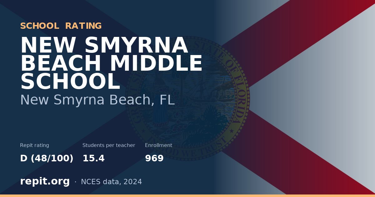 NEW SMYRNA BEACH MIDDLE SCHOOL, New Smyrna Beach, FL — Repit school rating D (48/100)