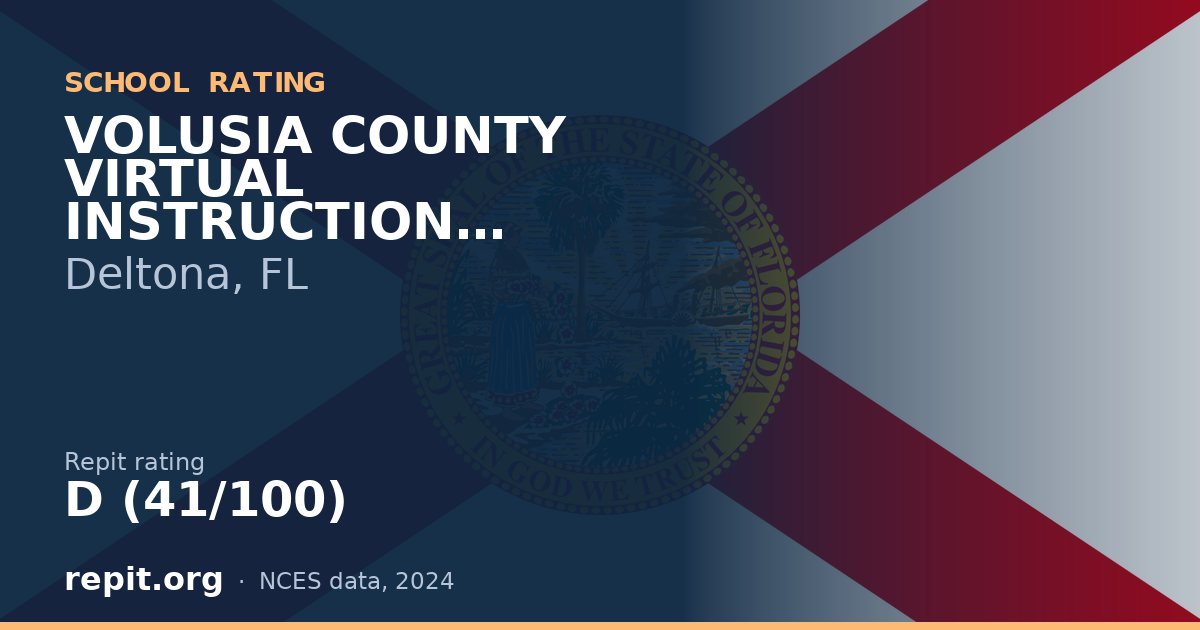 VOLUSIA COUNTY VIRTUAL INSTRUCTION PROGRAM, Deltona, FL — Repit school rating D (41/100)
