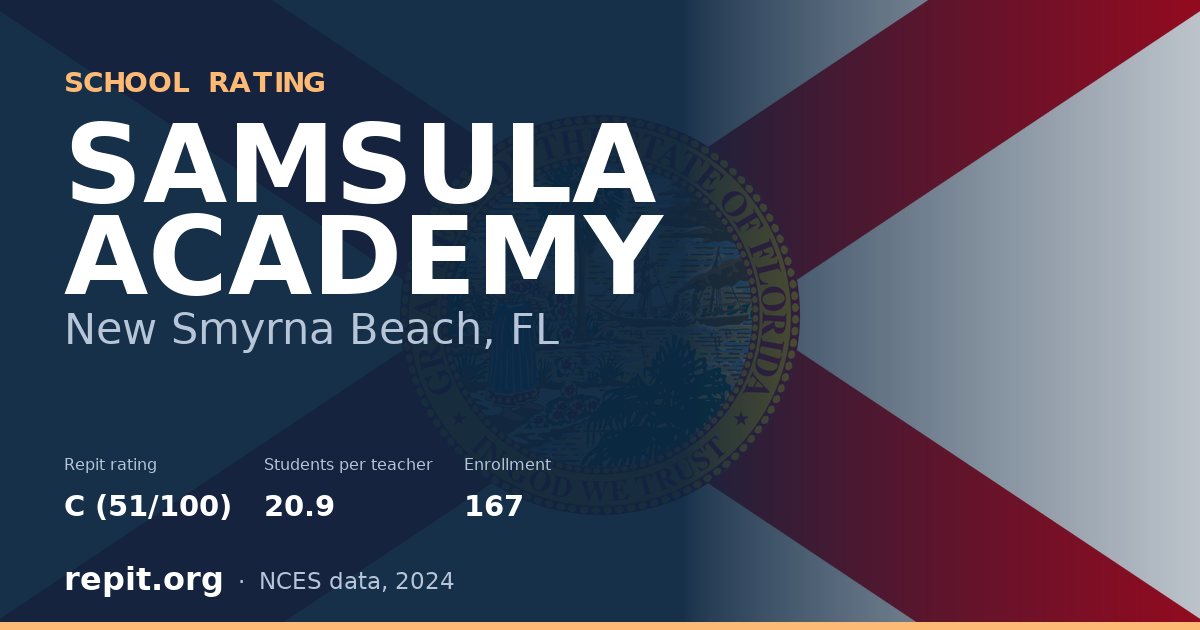 SAMSULA ACADEMY, New Smyrna Beach, FL — Repit school rating C (51/100)