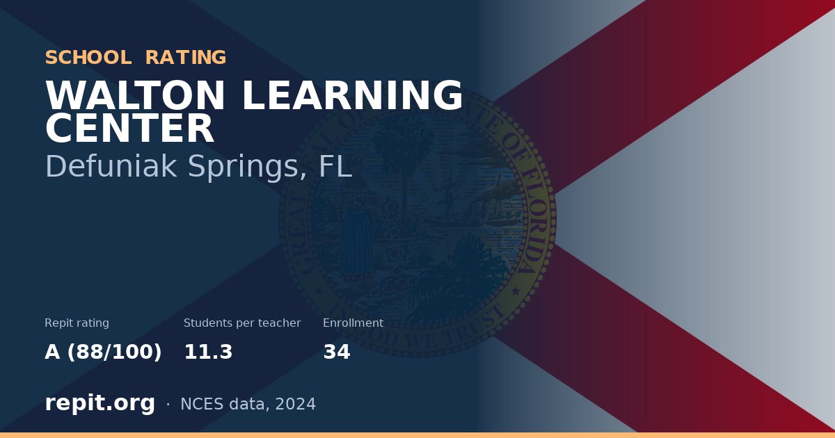 WALTON LEARNING CENTER, Defuniak Springs, FL — Repit school rating A (88/100)