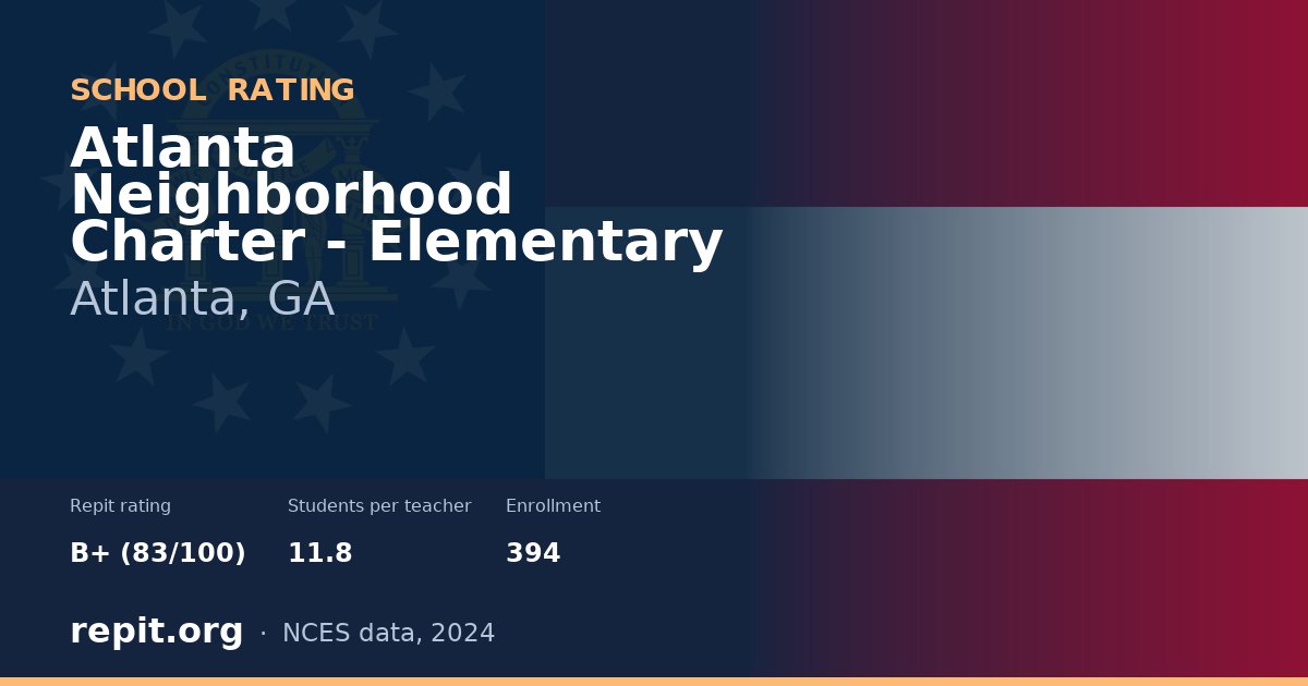Atlanta Neighborhood Charter - Elementary, Atlanta, GA — Repit school rating B+ (83/100)