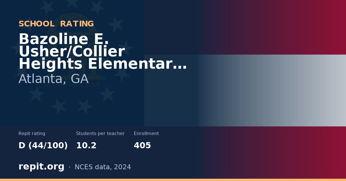Bazoline E. Usher/Collier Heights Elementary School, Atlanta, GA — Repit school rating D (44/100)