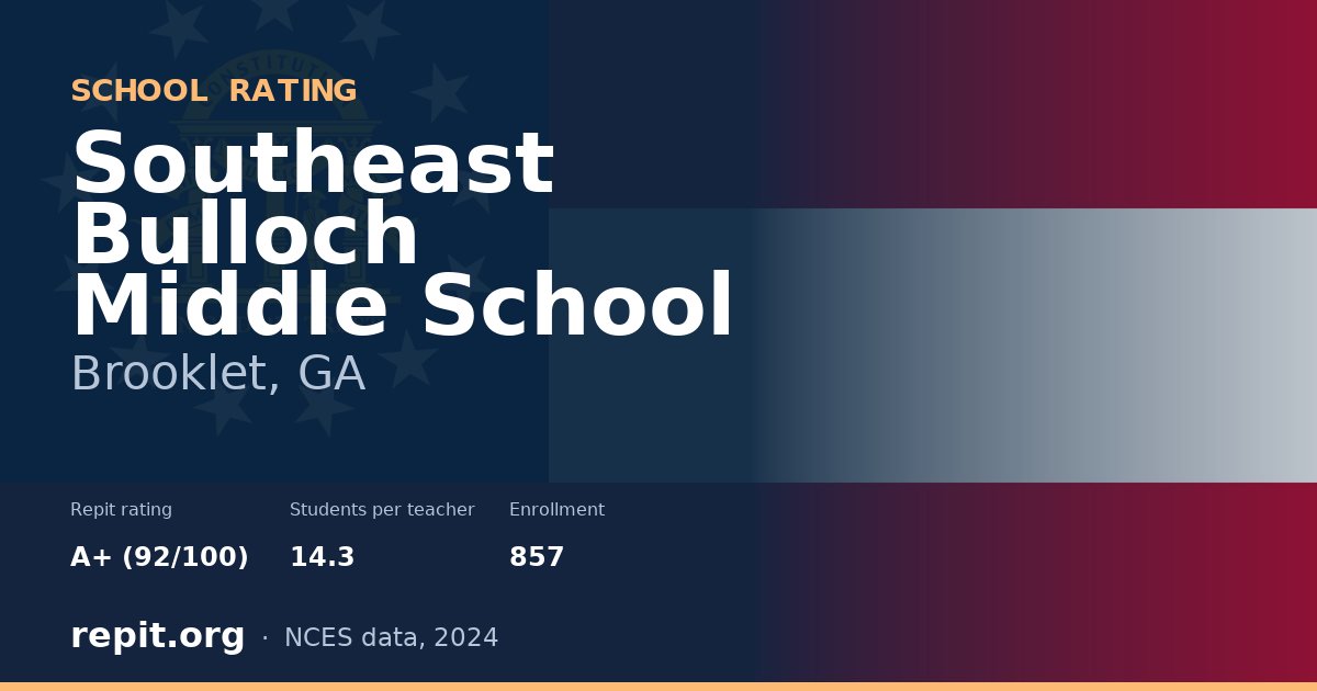 Southeast Bulloch Middle School, Brooklet, GA — Repit school rating A+ (92/100)