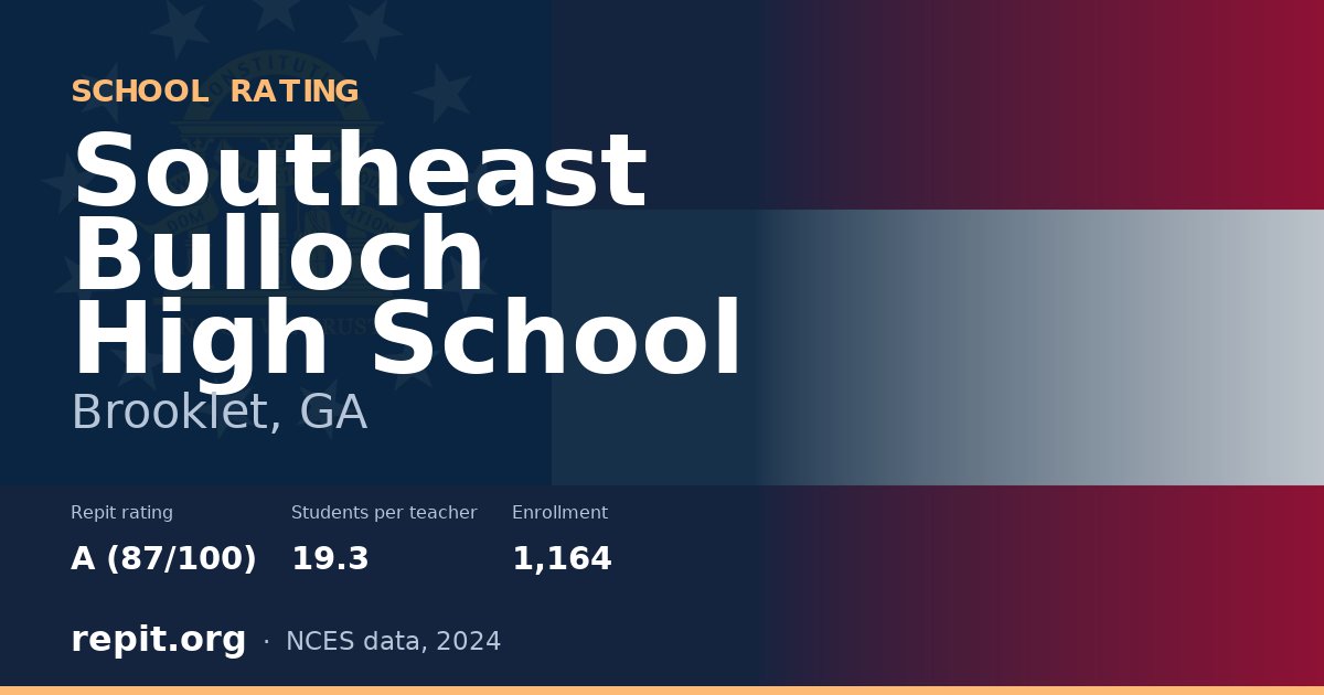Southeast Bulloch High School, Brooklet, GA — Repit school rating A (87/100)
