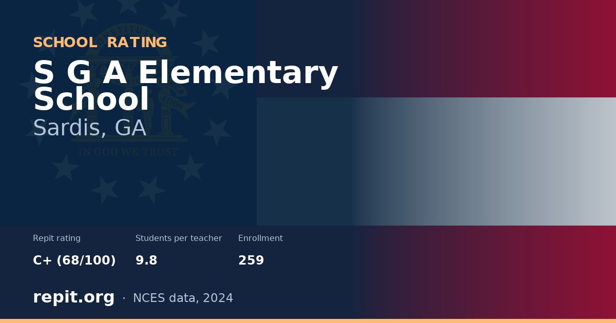 S G A Elementary School, Sardis, GA — Repit school rating C+ (68/100)