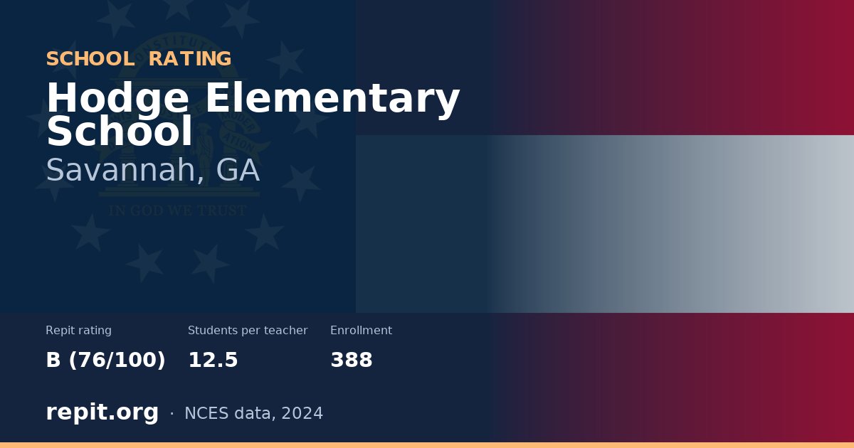 Hodge Elementary School, Savannah, GA — Repit school rating B (76/100)