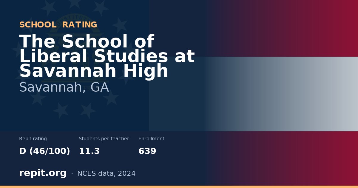 The School of Liberal Studies at Savannah High, Savannah, GA — Repit school rating D (46/100)