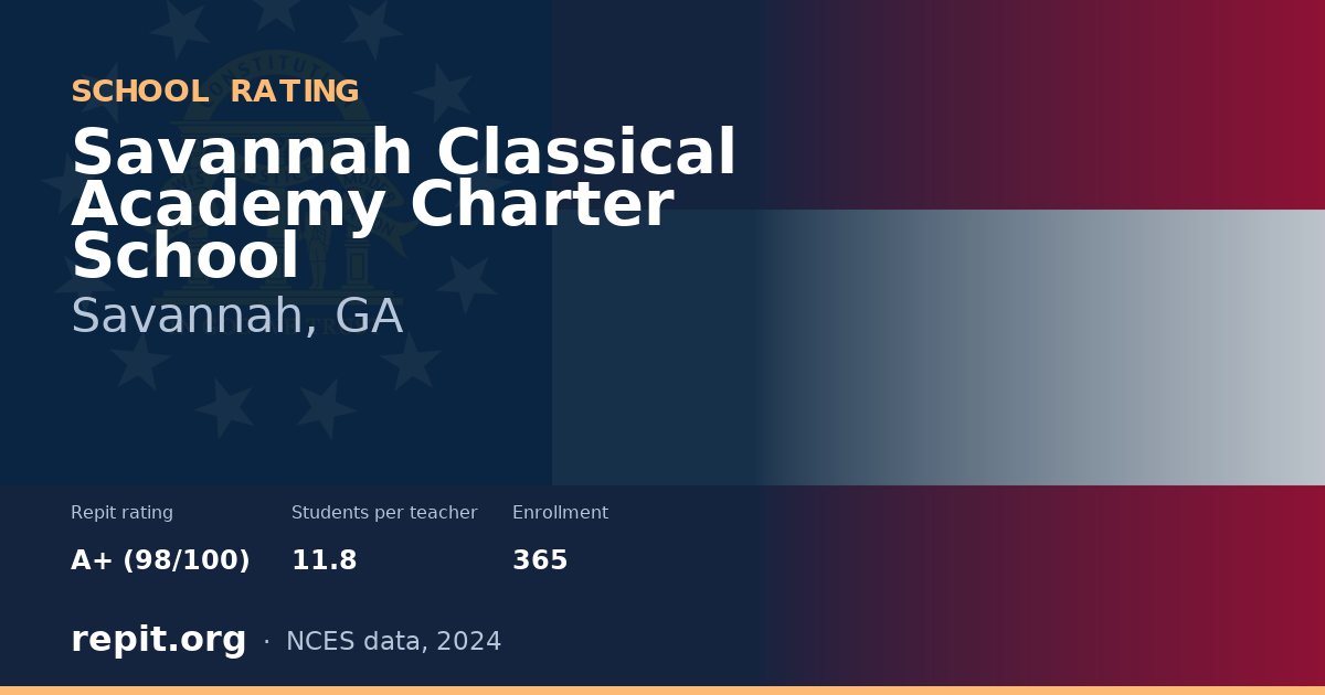 Savannah Classical Academy Charter School, Savannah, GA — Repit school rating A+ (98/100)