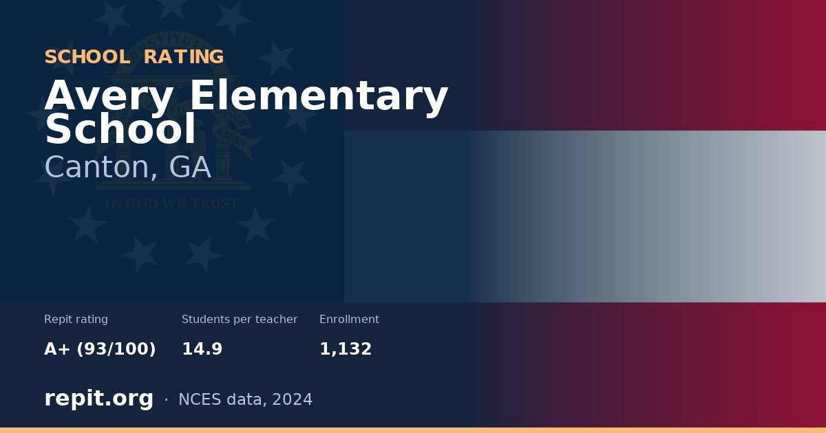 Avery Elementary School, Canton, GA — Repit school rating A+ (93/100)