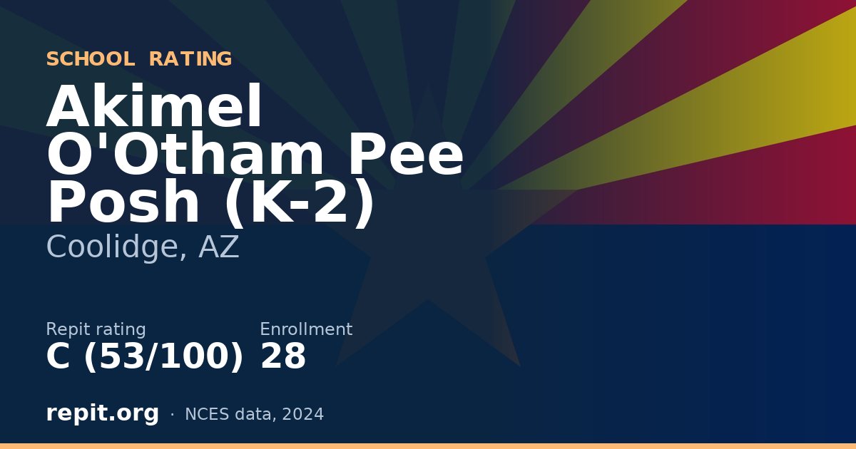 Akimel O'Otham Pee Posh (K-2), Coolidge, AZ — Repit school rating C (53/100)