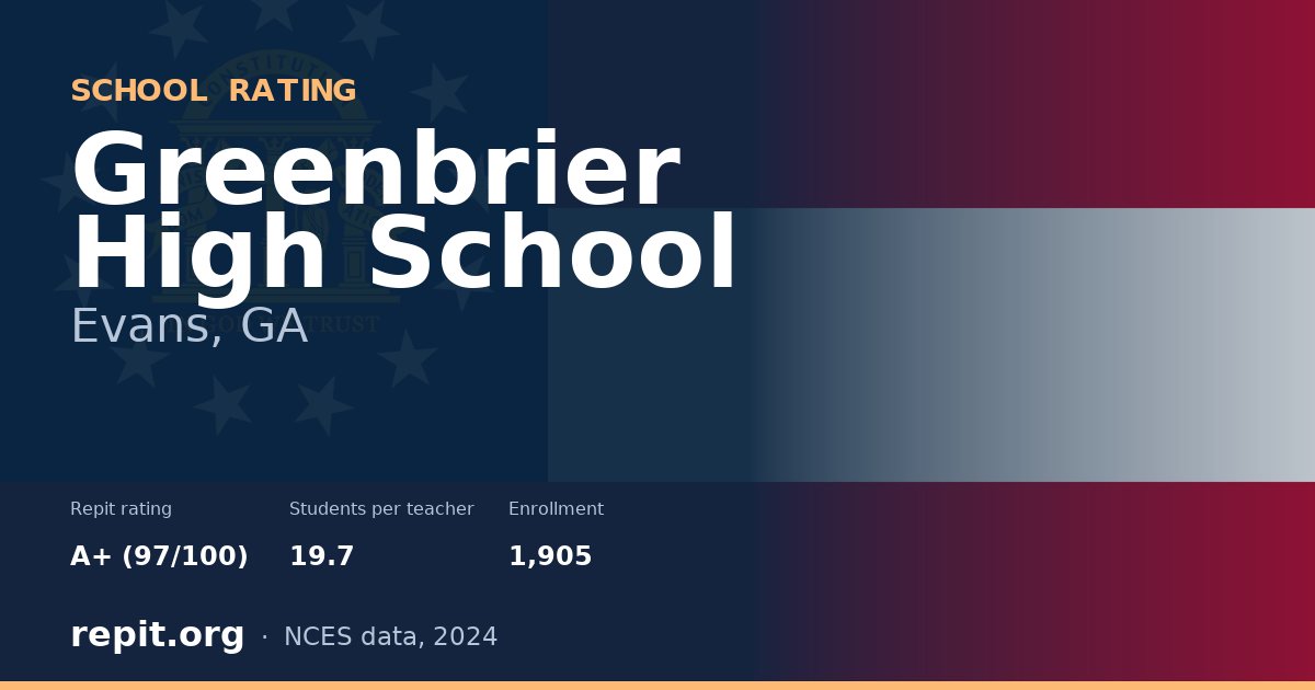 Greenbrier High School, Evans, GA — Repit school rating A+ (97/100)