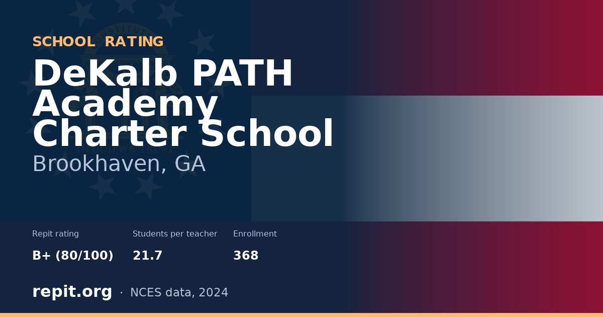 DeKalb PATH Academy Charter School, Brookhaven, GA — Repit school rating B+ (80/100)