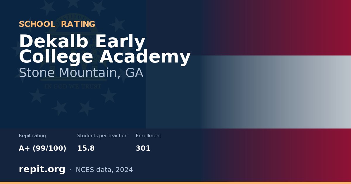 Dekalb Early College Academy, Stone Mountain, GA — Repit school rating A+ (99/100)