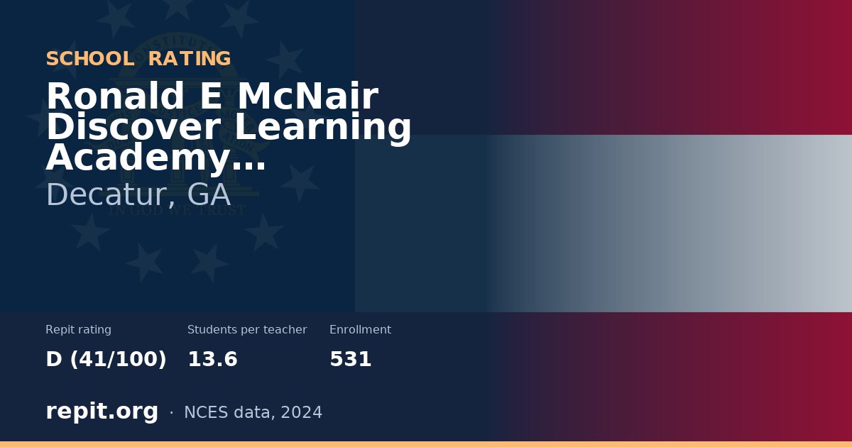 Ronald E McNair Discover Learning Academy Elementary School, Decatur, GA — Repit school rating D (41/100)