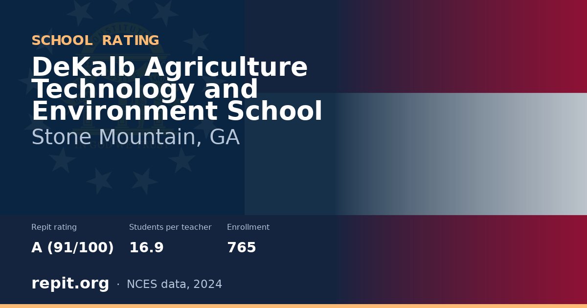 DeKalb Agriculture Technology and Environment School, Stone Mountain, GA — Repit school rating A (91/100)