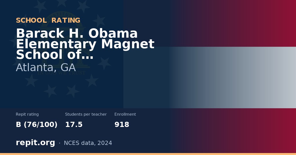 Barack H. Obama Elementary Magnet School of Technology, Atlanta, GA — Repit school rating B (76/100)