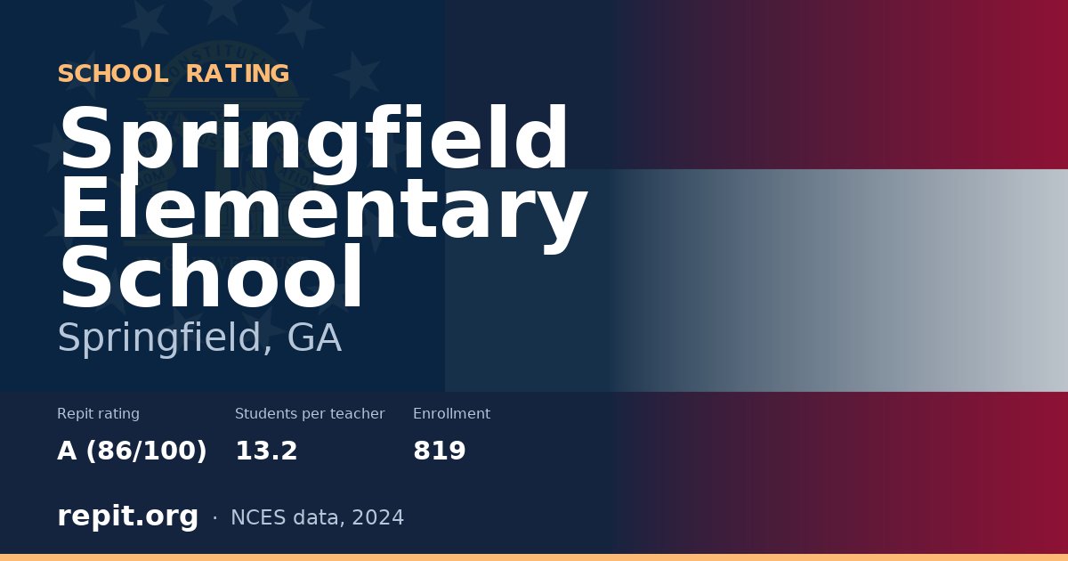 Springfield Elementary School, Springfield, GA — Repit school rating A (86/100)