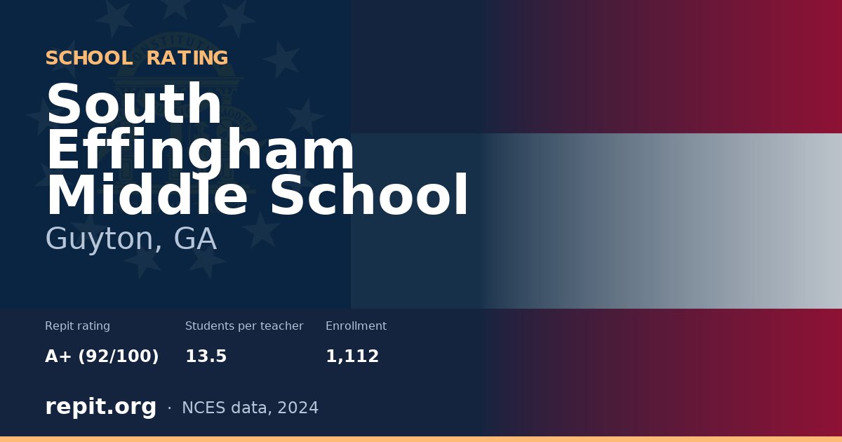 South Effingham Middle School, Guyton, GA — Repit school rating A+ (92/100)