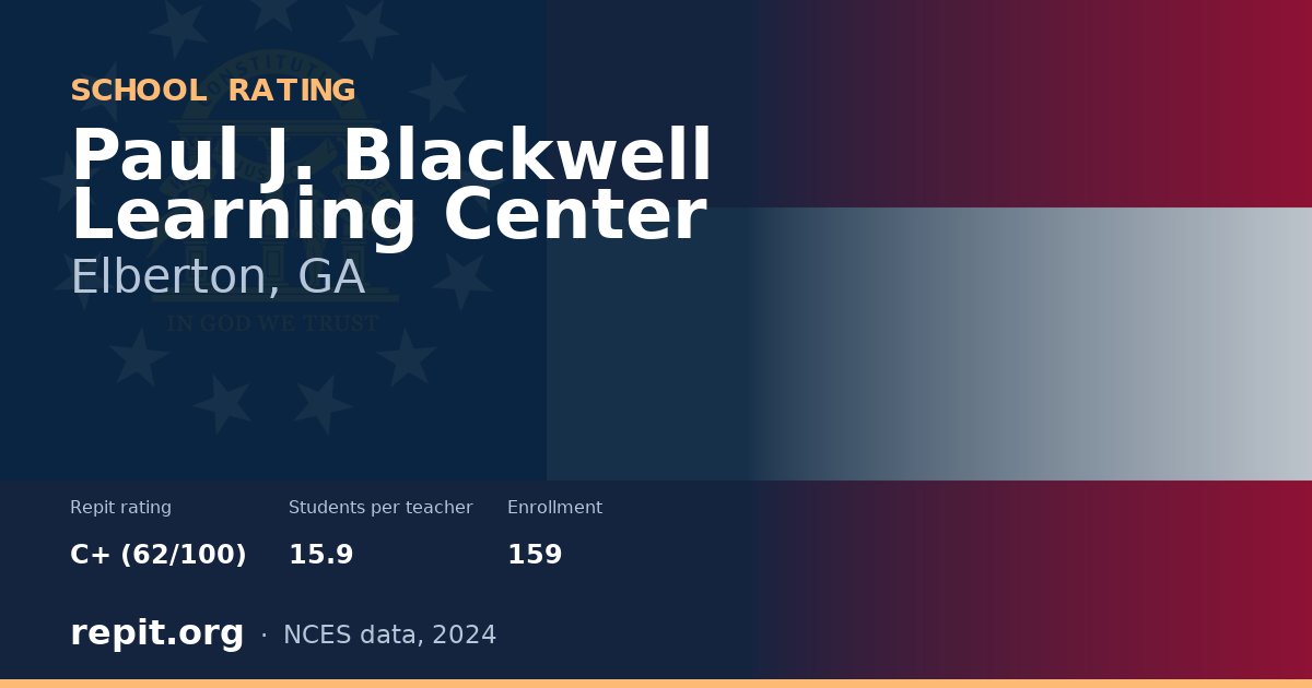 Paul J. Blackwell Learning Center, Elberton, GA — Repit school rating C+ (62/100)