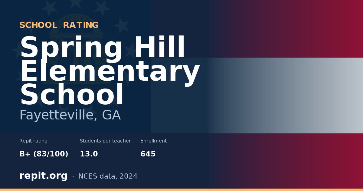 Spring Hill Elementary School, Fayetteville, GA — Repit school rating B+ (83/100)