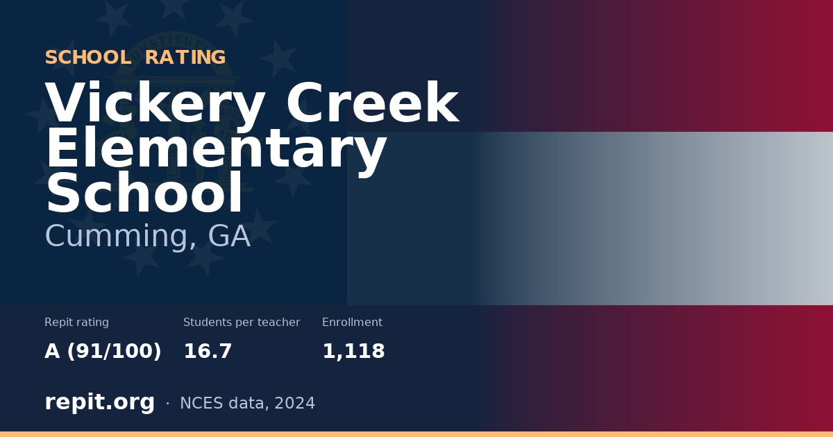 Vickery Creek Elementary School, Cumming, GA — Repit school rating A (91/100)
