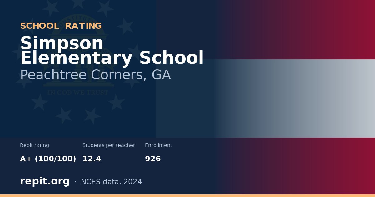 Simpson Elementary School, Peachtree Corners, GA — Repit school rating A+ (100/100)