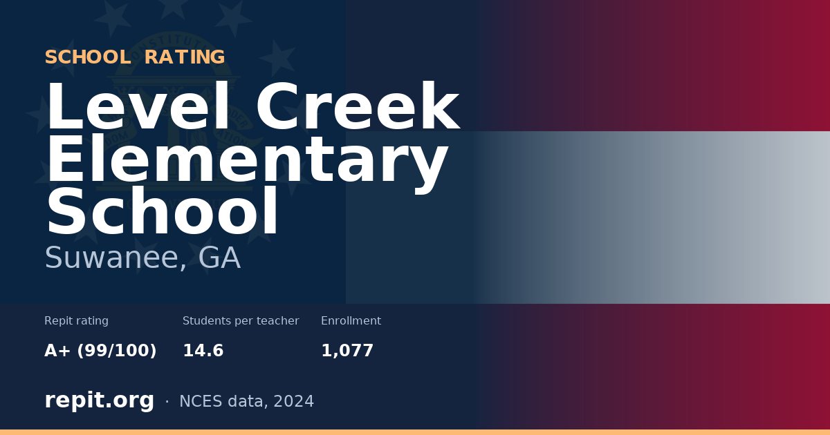 Level Creek Elementary School, Suwanee, GA — Repit school rating A+ (99/100)