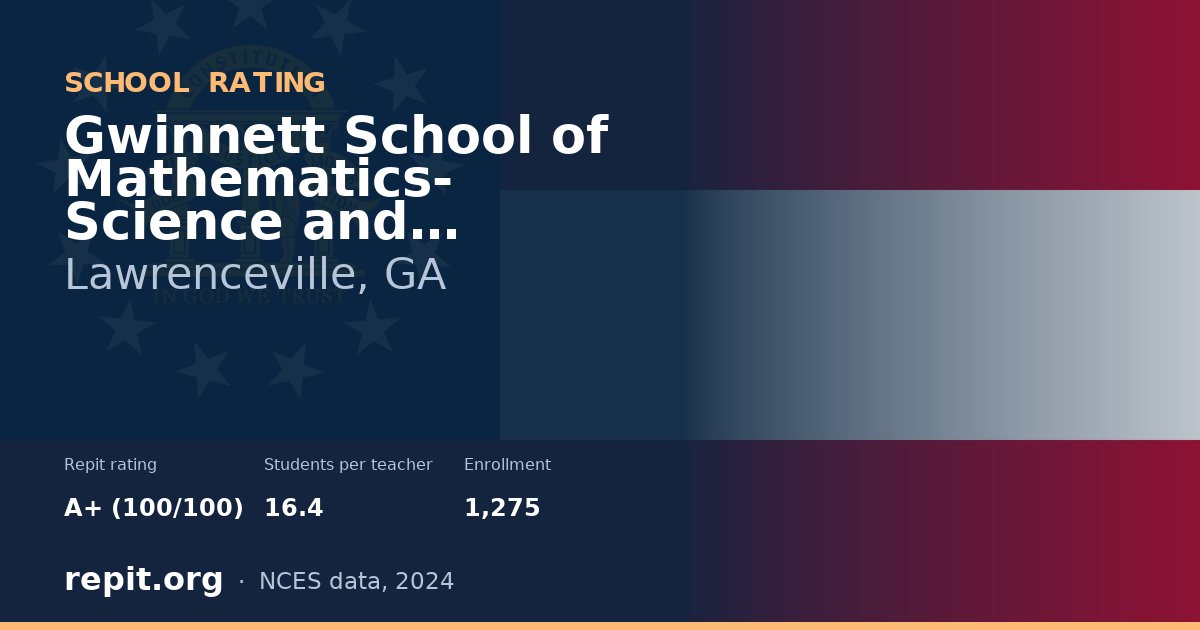 Gwinnett School of Mathematics- Science and Technology, Lawrenceville, GA — Repit school rating A+ (100/100)