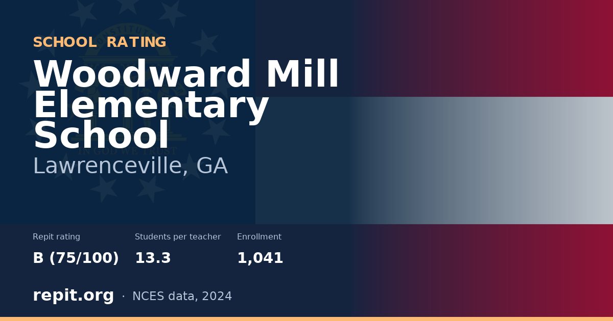 Woodward Mill Elementary School, Lawrenceville, GA — Repit school rating B (75/100)
