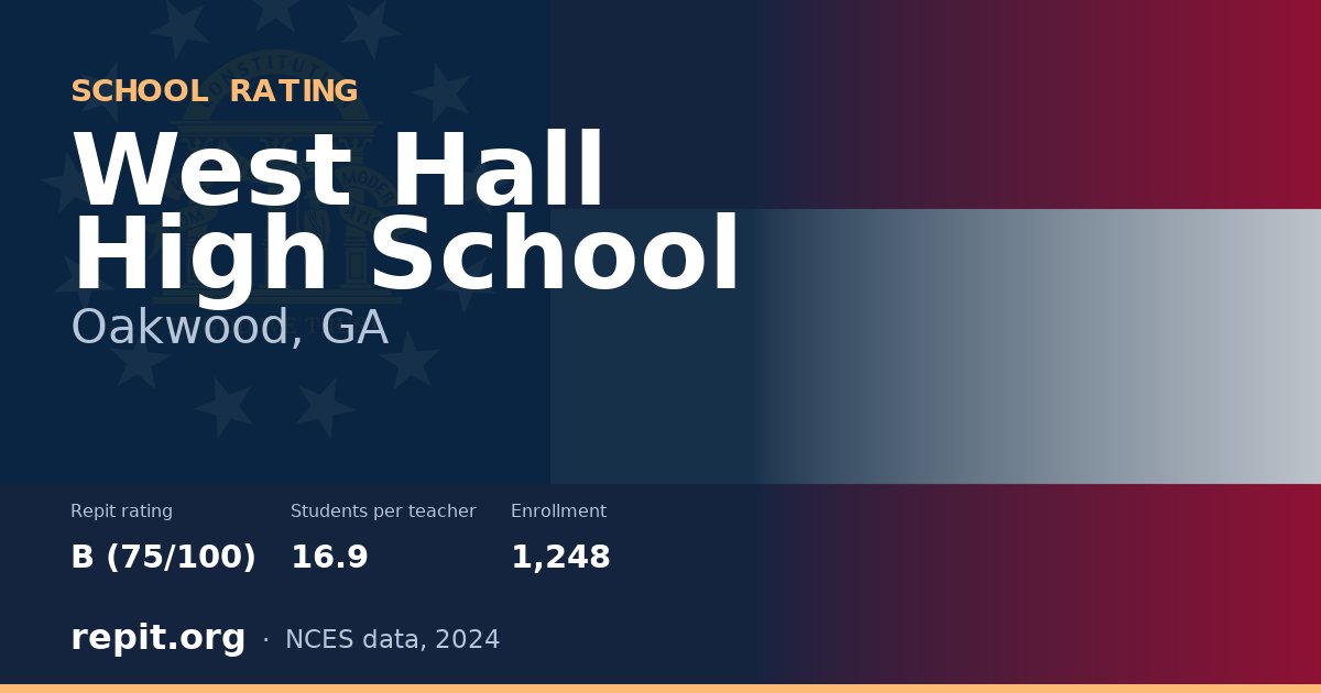West Hall High School, Oakwood, GA — Repit school rating B (75/100)