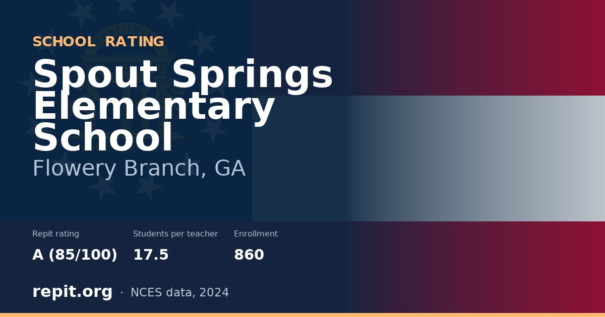 Spout Springs Elementary School, Flowery Branch, GA — Repit school rating A (85/100)