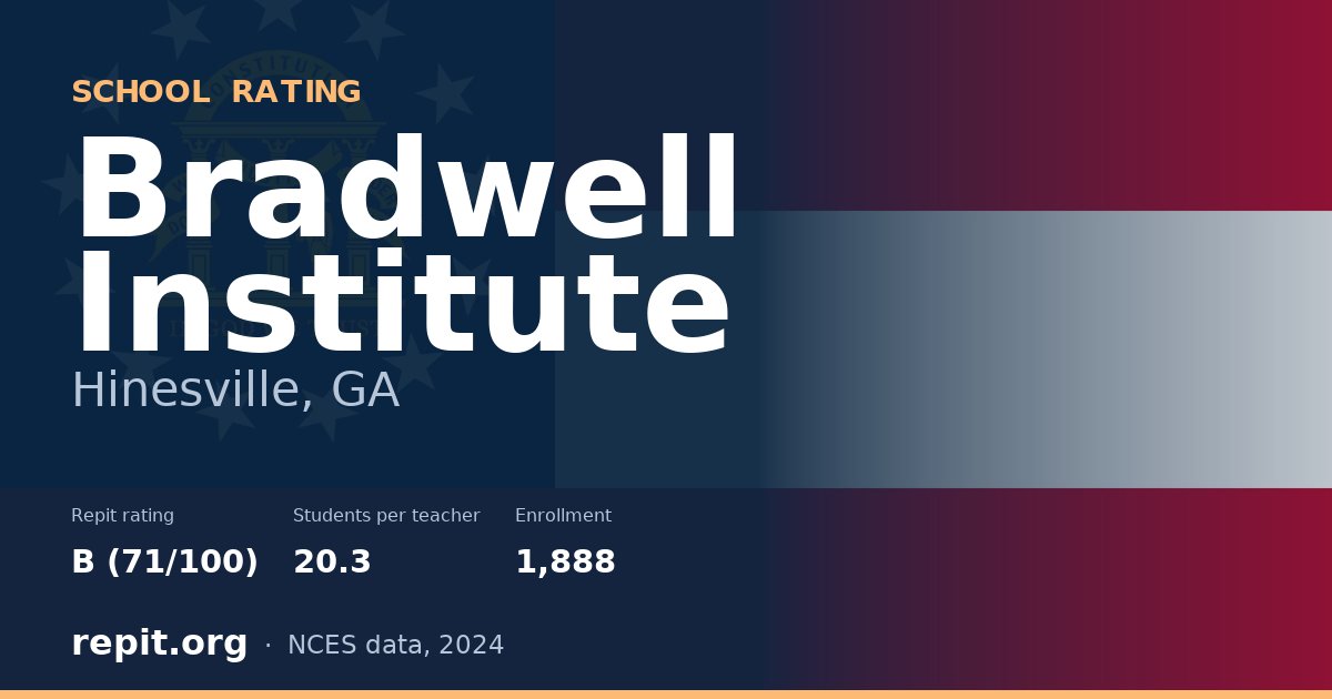 Bradwell Institute, Hinesville, GA — Repit school rating B (71/100)