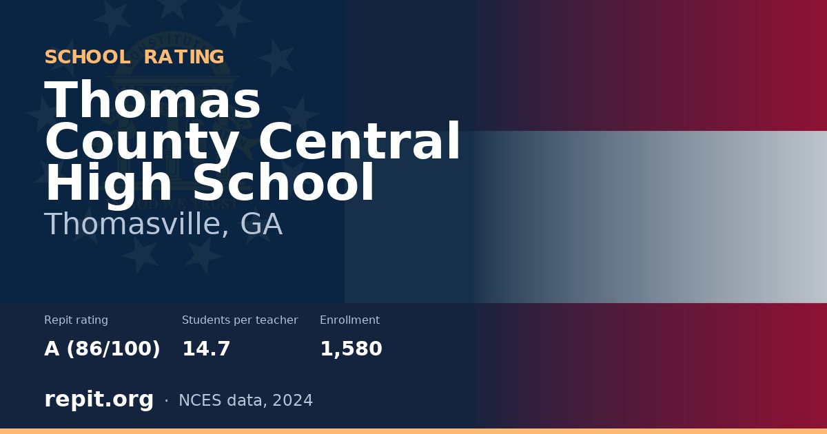 Thomas County Central High School, Thomasville, GA — Repit school rating A (86/100)
