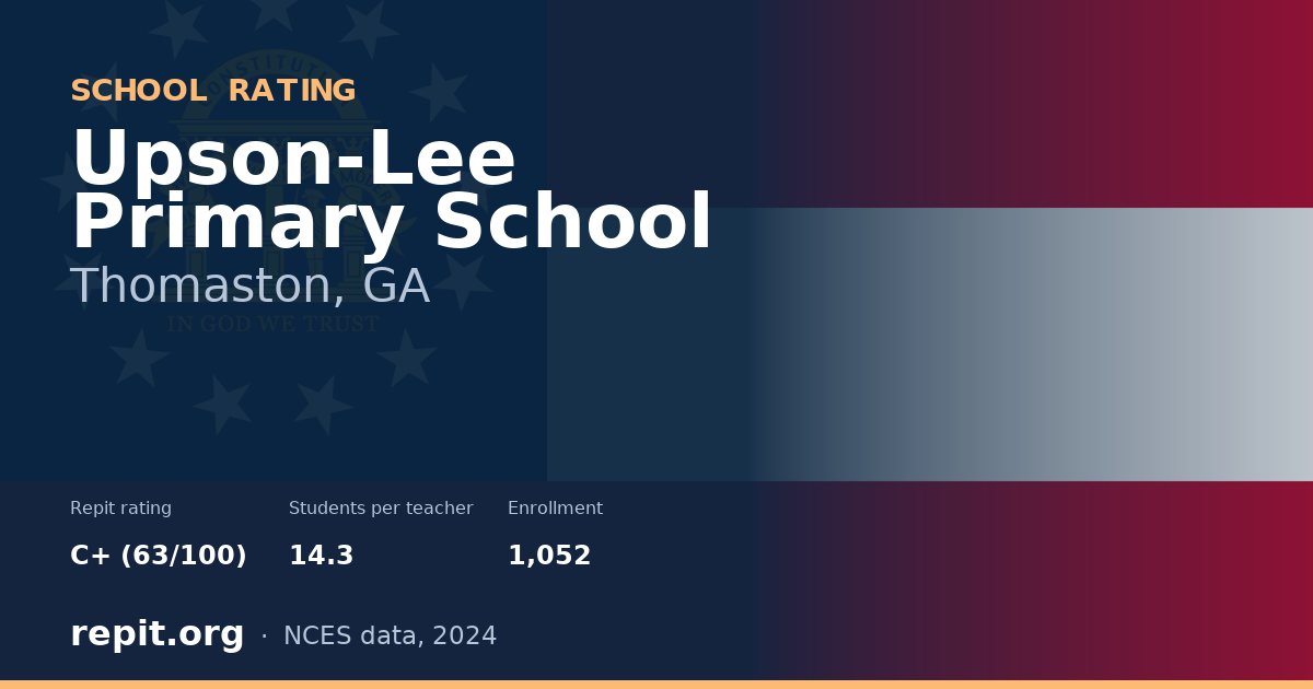 Upson-Lee Primary School, Thomaston, GA — Repit school rating C+ (63/100)