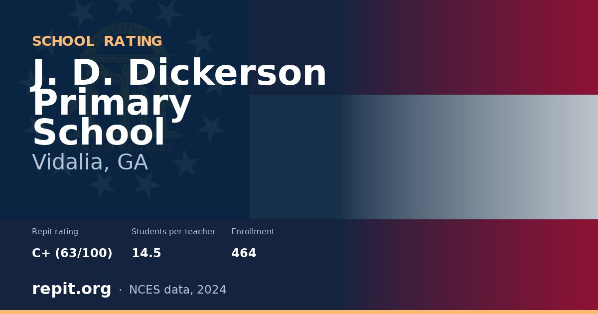 J. D. Dickerson Primary School, Vidalia, GA — Repit school rating C+ (63/100)