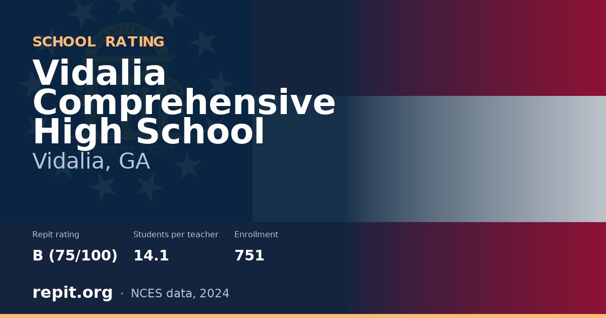 Vidalia Comprehensive High School, Vidalia, GA — Repit school rating B (75/100)