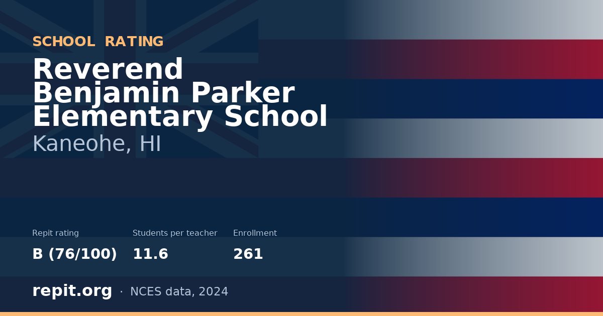 Reverend Benjamin Parker Elementary School, Kaneohe, HI — Repit school rating B (76/100)