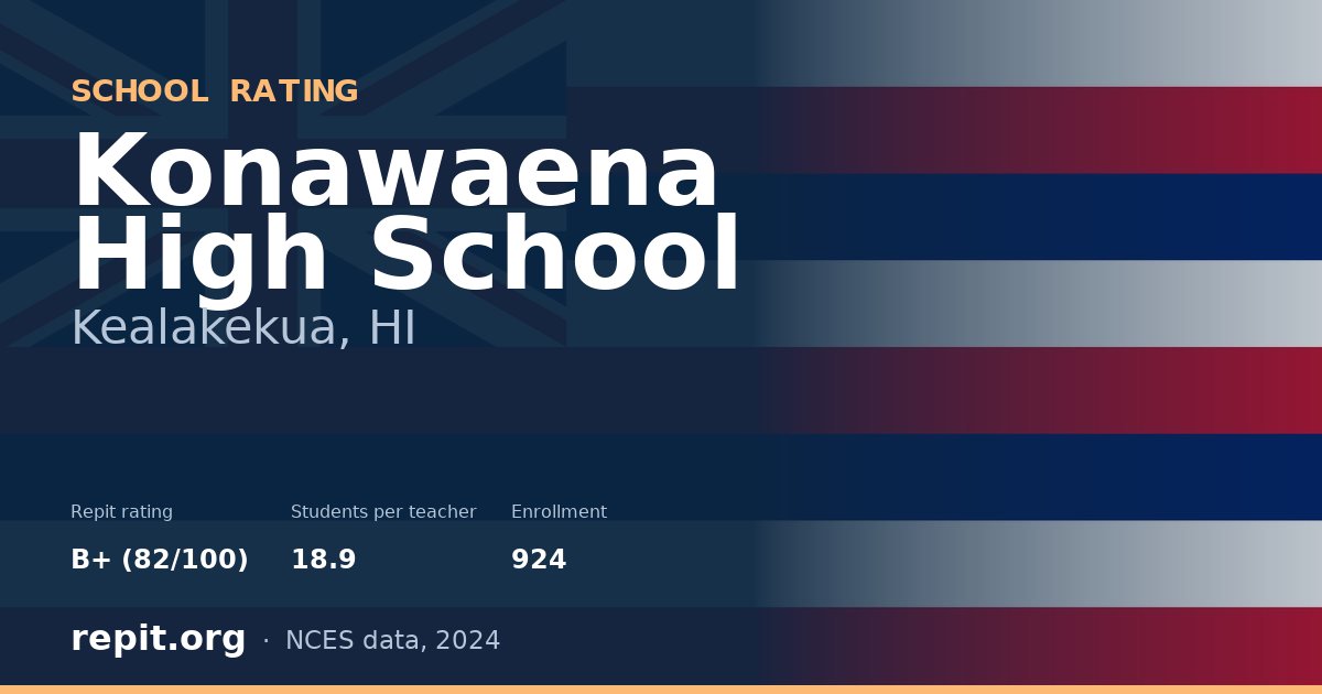 Konawaena High School, Kealakekua, HI — Repit school rating B+ (82/100)