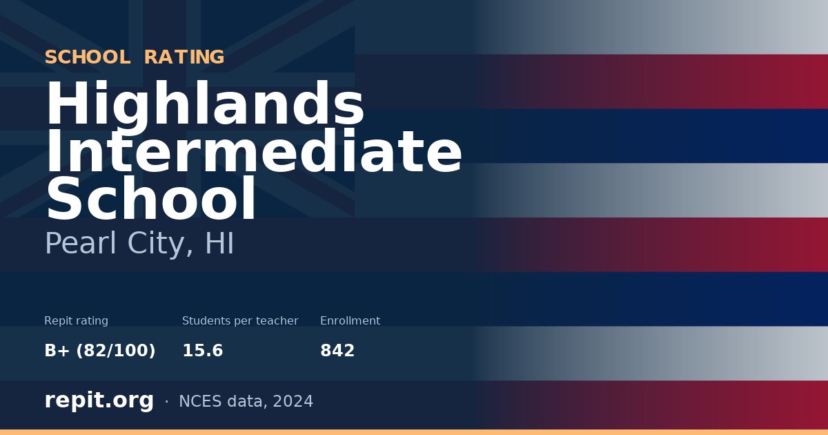 Highlands Intermediate School, Pearl City, HI — Repit school rating B+ (82/100)