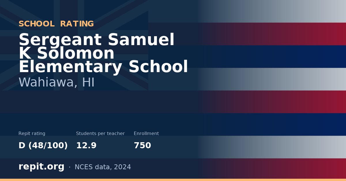 Sergeant Samuel K Solomon Elementary School, Wahiawa, HI — Repit school rating D (48/100)