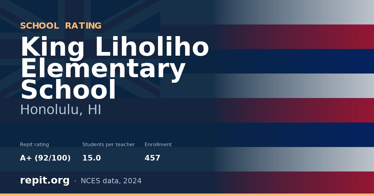 King Liholiho Elementary School, Honolulu, HI — Repit school rating A+ (92/100)