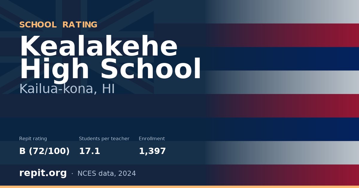 Kealakehe High School, Kailua-kona, HI — Repit school rating B (72/100)
