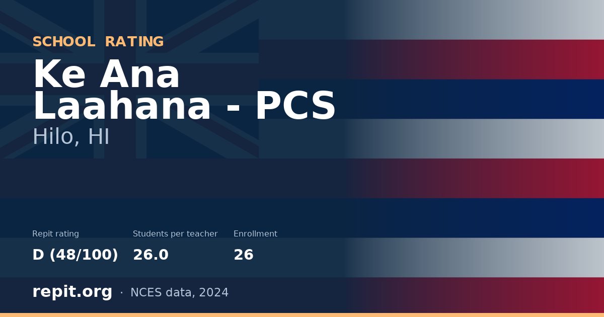 Ke Ana Laahana - PCS, Hilo, HI — Repit school rating D (48/100)