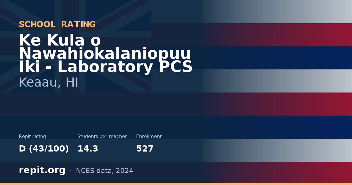Ke Kula o Nawahiokalaniopuu Iki - Laboratory PCS, Keaau, HI — Repit school rating D (43/100)