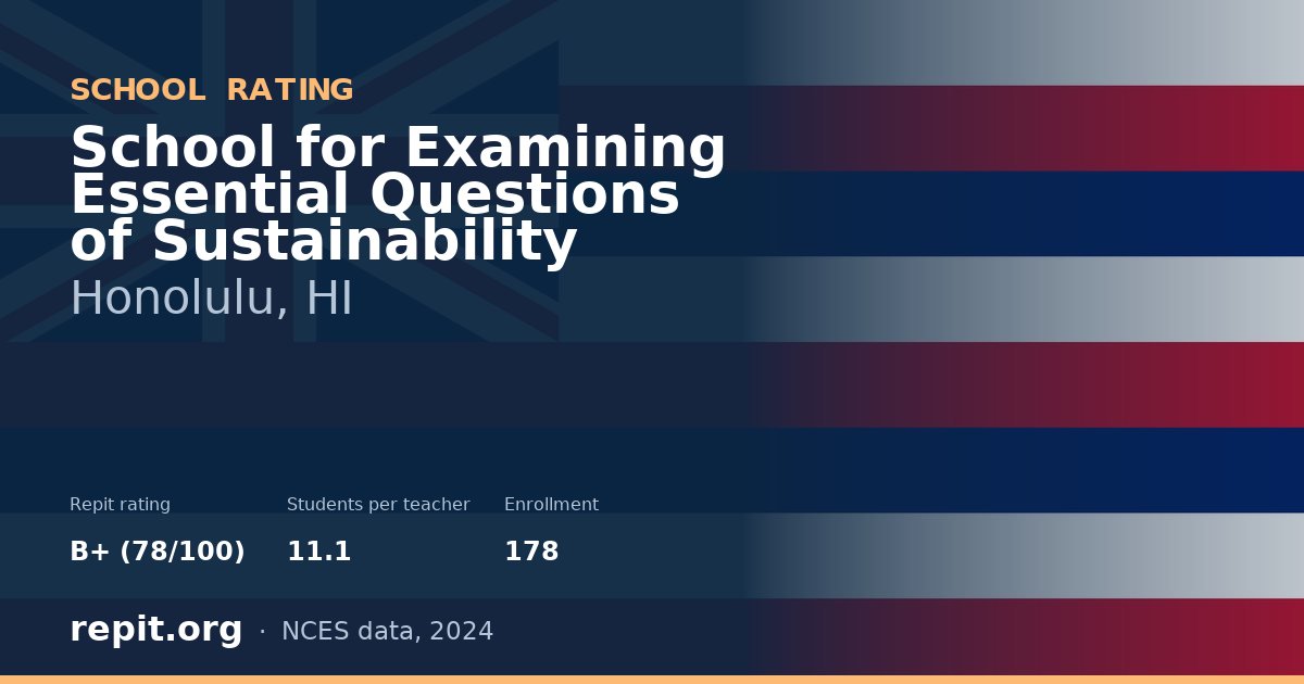 School for Examining Essential Questions of Sustainability, Honolulu, HI — Repit school rating B+ (78/100)