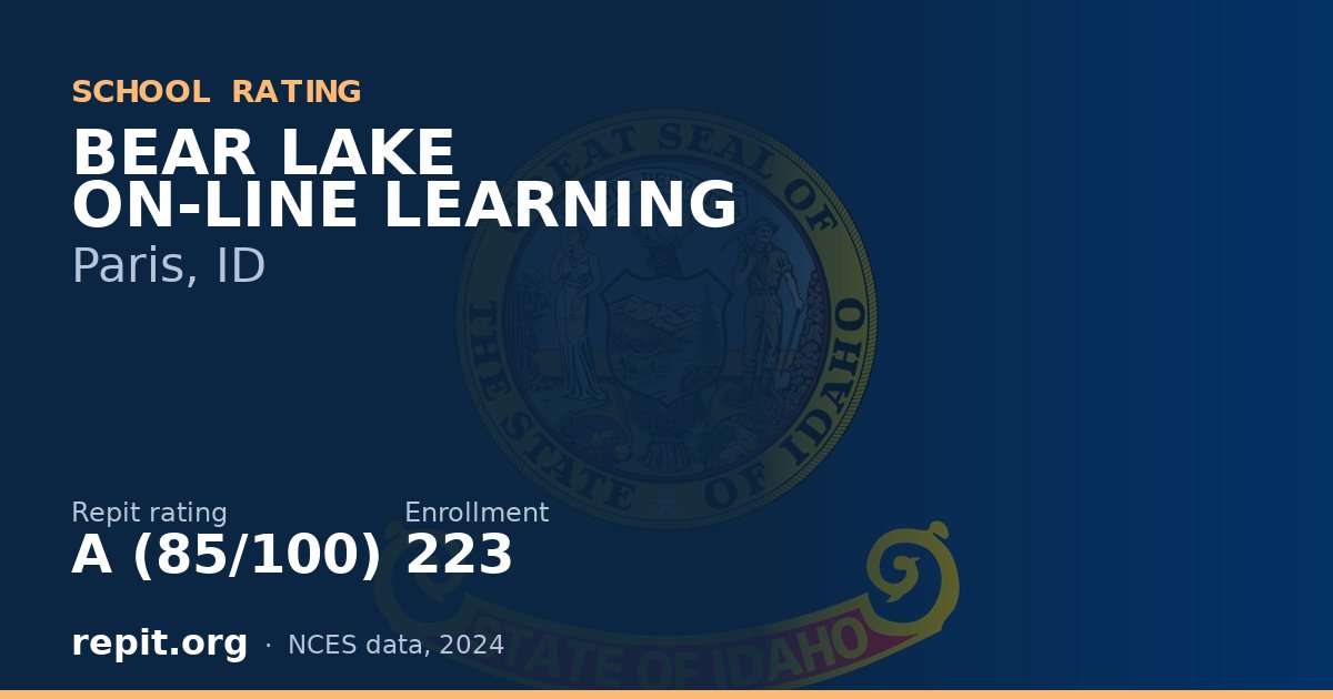 BEAR LAKE ON-LINE LEARNING, Paris, ID — Repit school rating A (85/100)